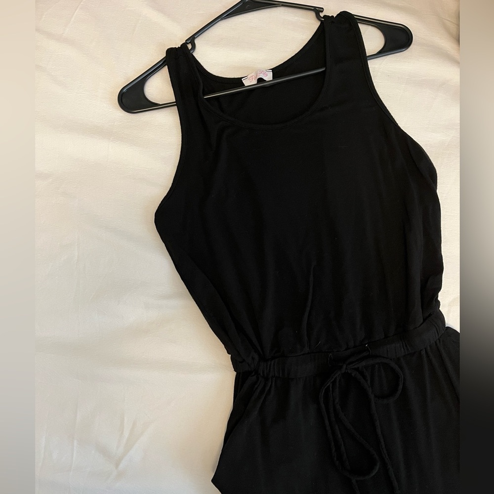Pink Lily Black Tank Romper